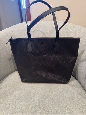 kate spade black tote with subtle sparkle
